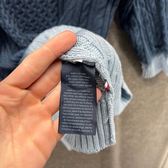 Tommy Hilfiger Sweater Womens XXL Blue Cable Knit Cowl Neck Tie Dye Fleece - Picture 3 of 13